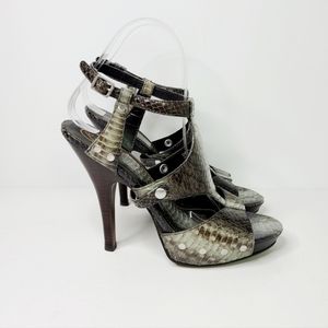 Ash Patent Leather Gray Reptile Snakeksin Platform Heels